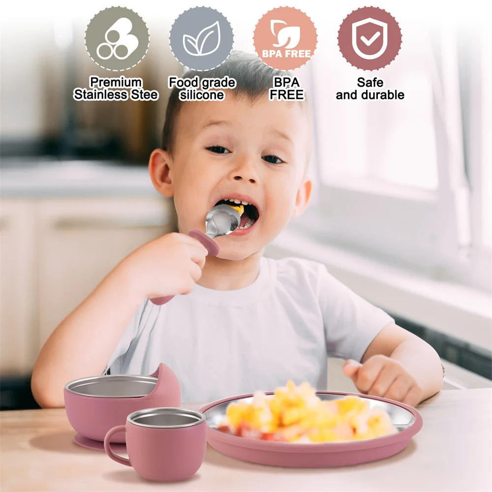 Taza infantil de acero inoxidable y silicona