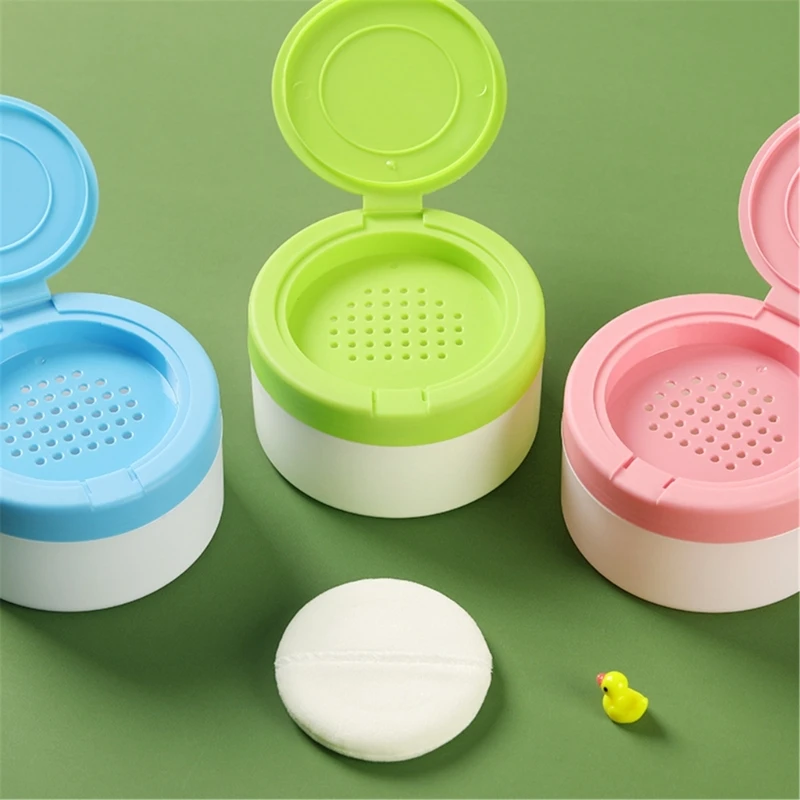 Caja de esponjas de polvo para el cuidado de la piel del bebé, caja de esponjas de polvo para bebé, caja segura para esponjas de polvo infantil que garantiza comodidad y protección para bebés - imagen 4