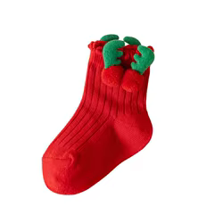 Calcetines elásticos rojos y verdes de Navidad para niños, calcetines de tubo medio con lazo para árbol de Navidad, medias a rayas, calcetines de dibujos animados para niños