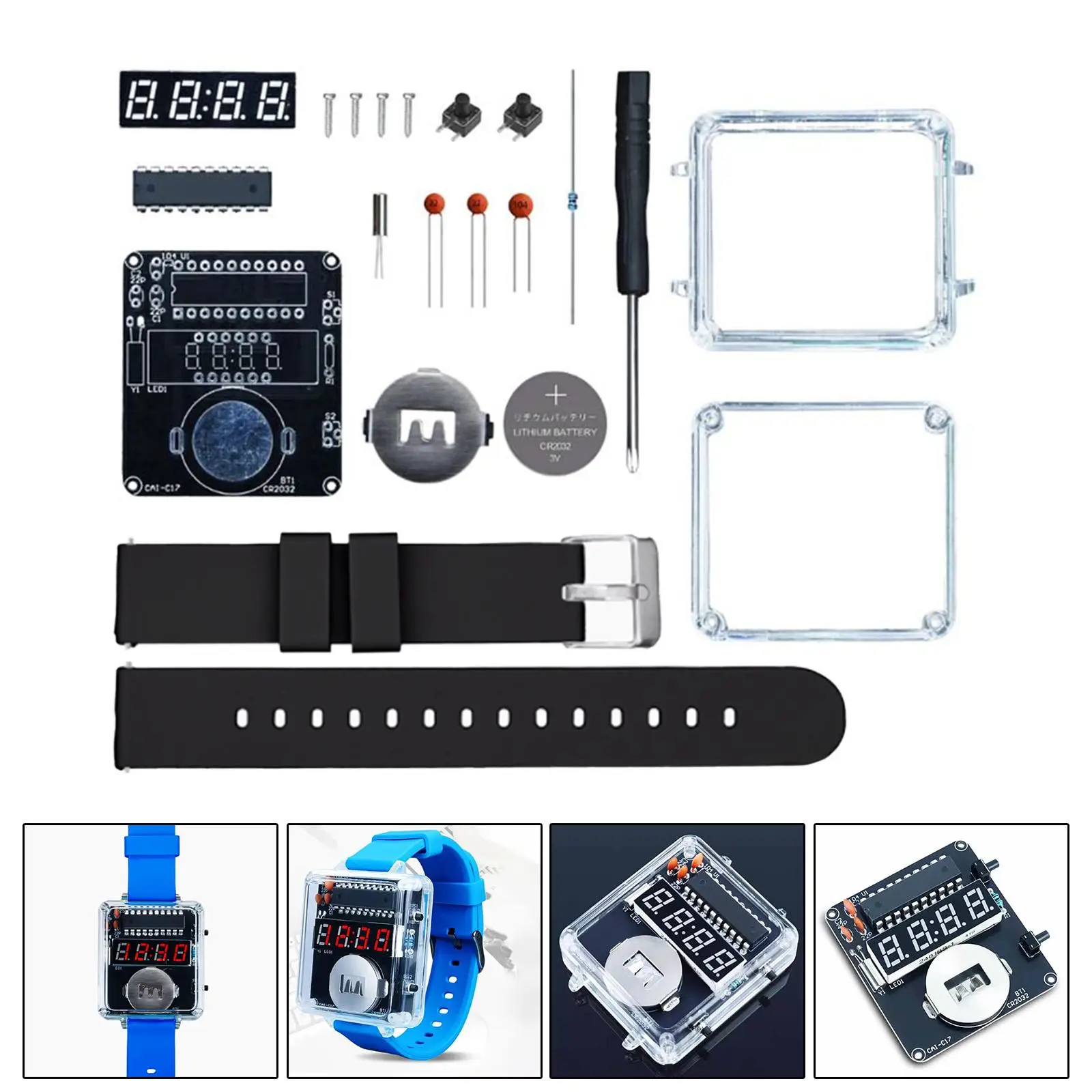 DIY Electronic Watch Kit Welding Assembly Physical Toy Multiuse Creativity LED