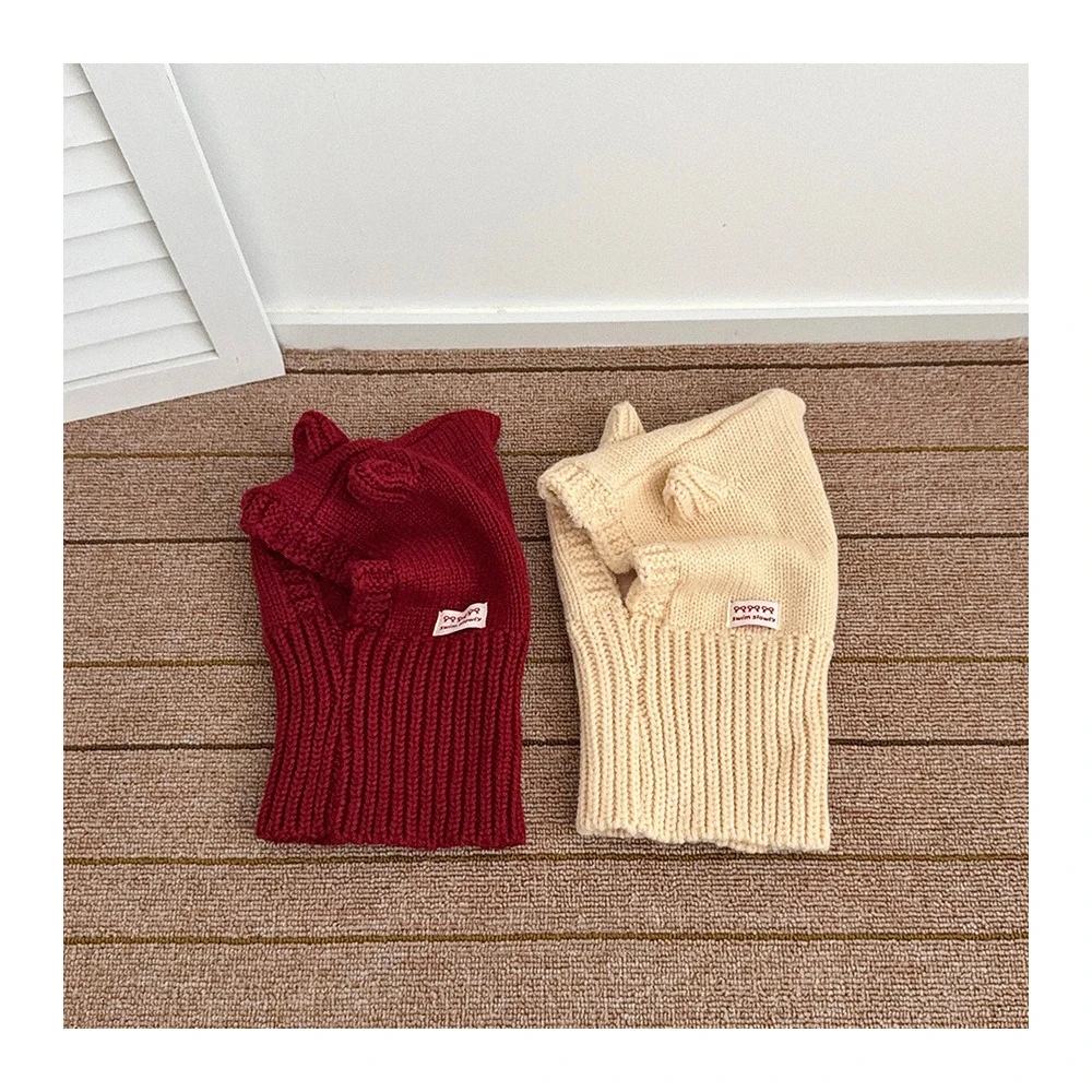 MILANCEL, nuevo gorro tejido de invierno para niños, 1-6T, letras de Color sólido, gorro y bufanda para niños, gorro grueso y cálido de una pieza para niñas - imagen 2