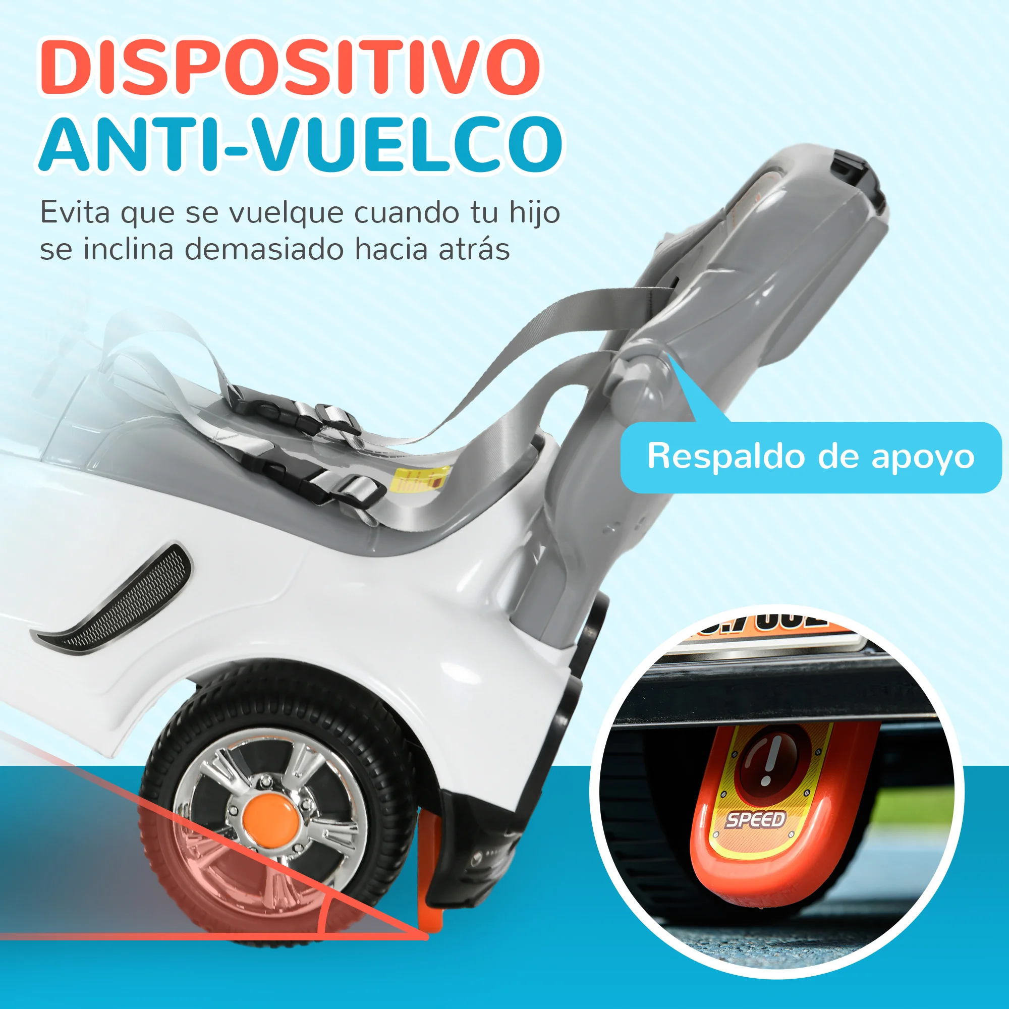 AIYAPLAY Coche Correpasillos 3 en 1 para Niños 12-36 Meses, Correpasillos con Espacio de Almacenaje, Diseño de Robot con Ojos Luminosos, Música, Bocina, Asa de Empuje y Toldo Extraíbles, Blanco - imagen 4