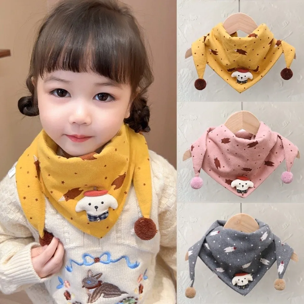 Nueva bufanda triangular de algodón de dibujos animados, cubierta gruesa de invierno cálida para el cuello para niños, pañuelo para el cuello a prueba de viento para niños al aire libre - imagen 2