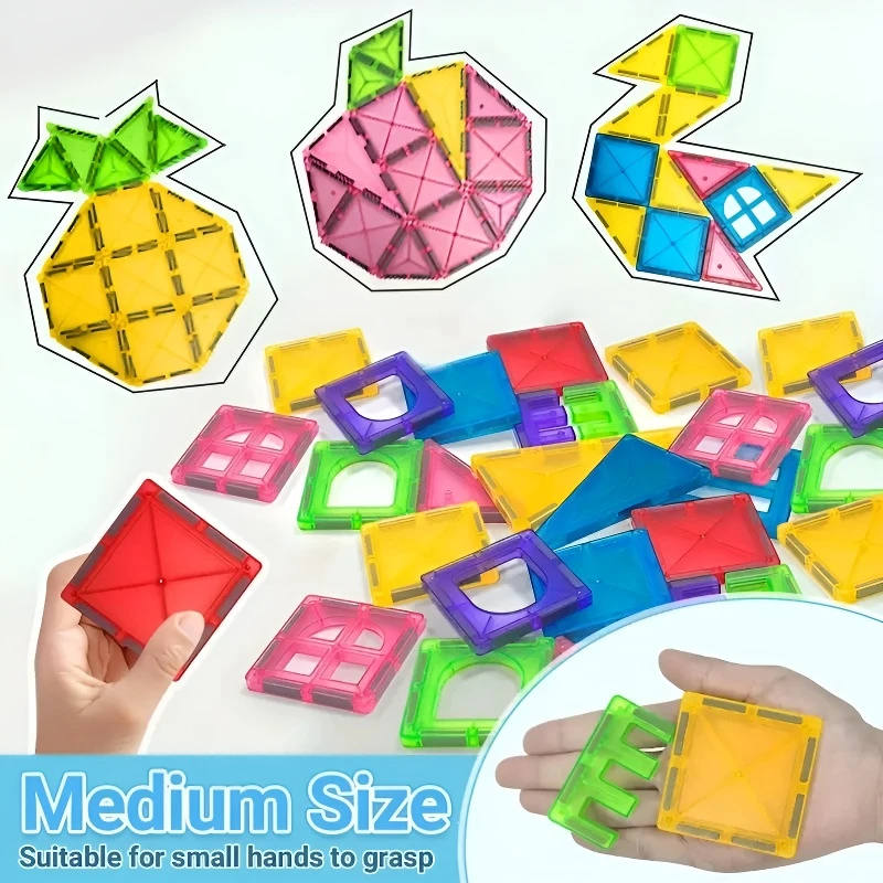 40/64/100 Uds. Bloques de construcción magnéticos de gran tamaño, modelo de azulejos magnéticos, juego de construcción, juguetes educativos para niños, regalo - imagen 3