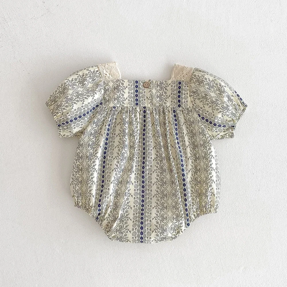 Mono encaje floral vintage para bebé niña verano - imagen 3