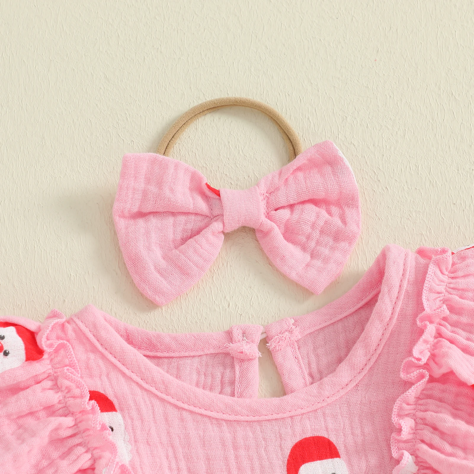 Mameluco de Navidad para niña, mono de manga larga con ribete de volantes de Papá Noel/árbol, ropa bonita de invierno y otoño - imagen 4