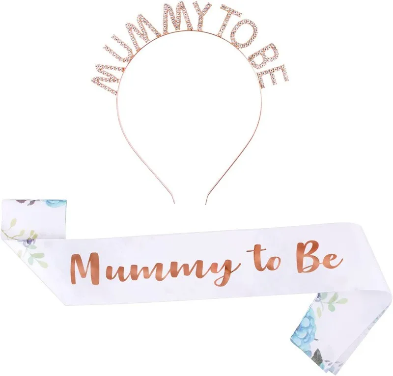 Suministros para fiesta de Baby Shower, insignia de mamá para ser papá, diadema y faja para hombro, decoraciones para fiesta de revelación de género, 2/3 Uds. - imagen 5