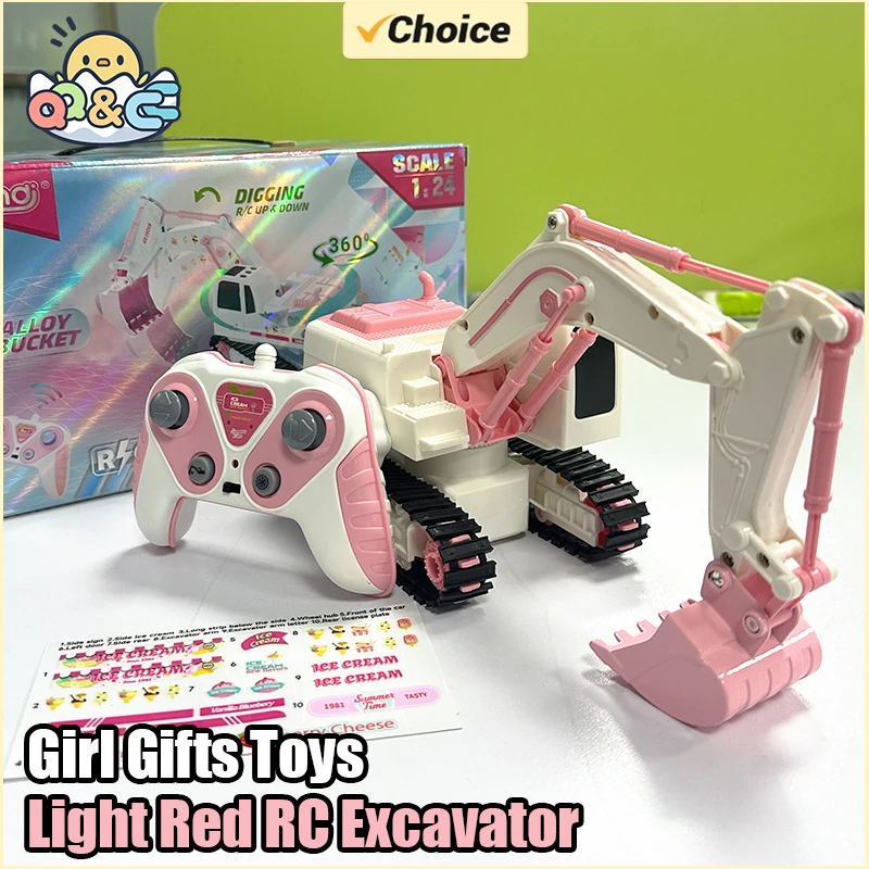 2025 RC excavadora para niña excavadora con Control remoto camión de construcción coche 2,4G 1/24 vehículo de ingeniería juguete eléctrico chico niña regalo