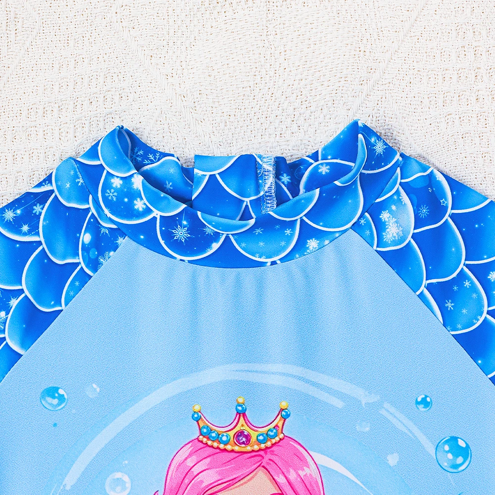Traje de baño manga larga bebé con volantes - princesa sirena dibujos - imagen 3