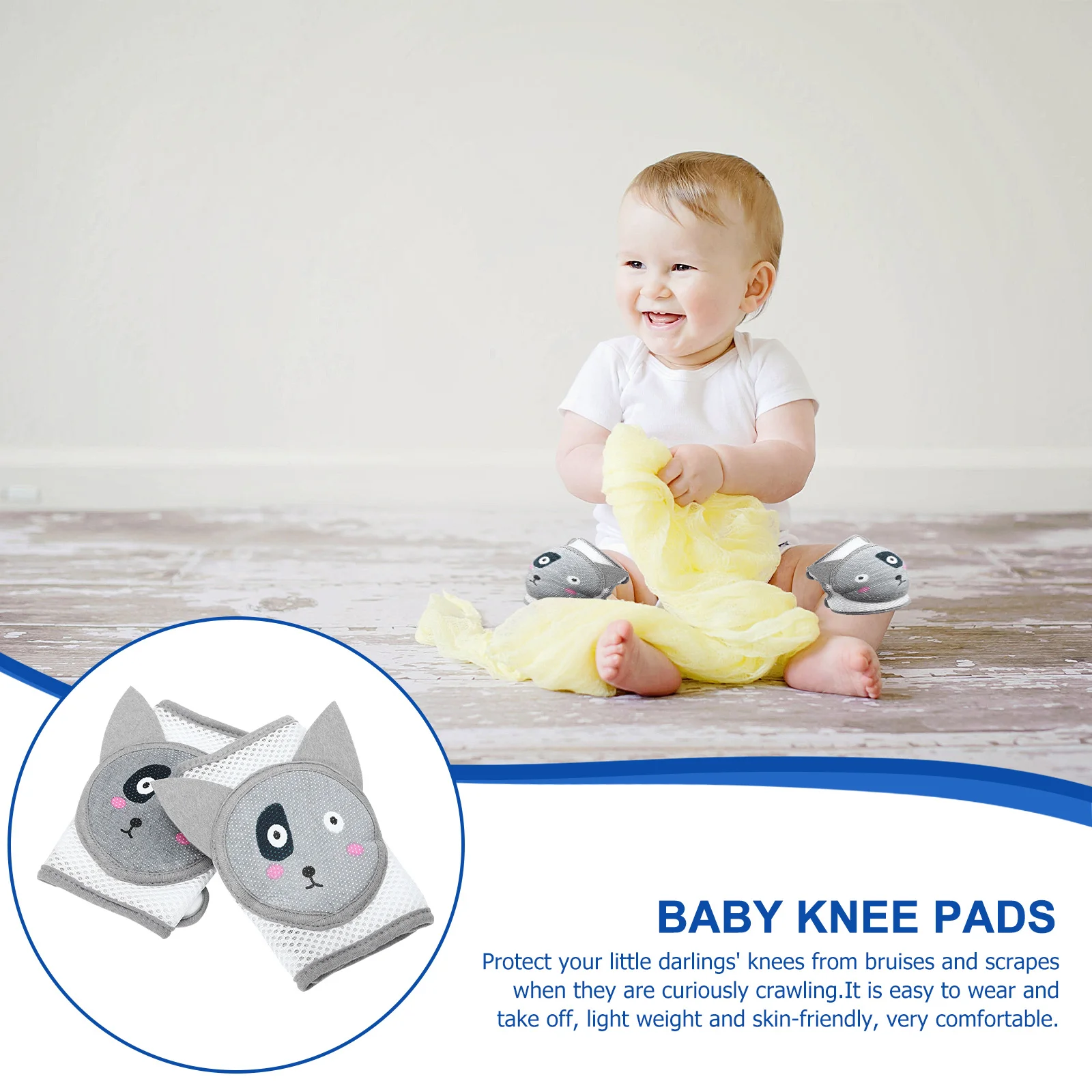 Protectores de rodilla para bebé, almohadillas antideslizantes de dibujos animados, esponja más gruesa, Protector infantil para gatear, suministros para niños pequeños, 2 uds. - imagen 2