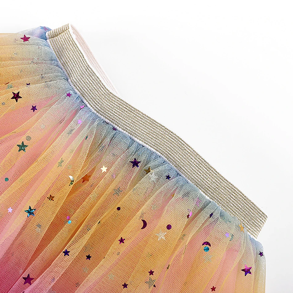 Traje de baile con falda de lentejuelas arcoíris y alas para niña - imagen 5