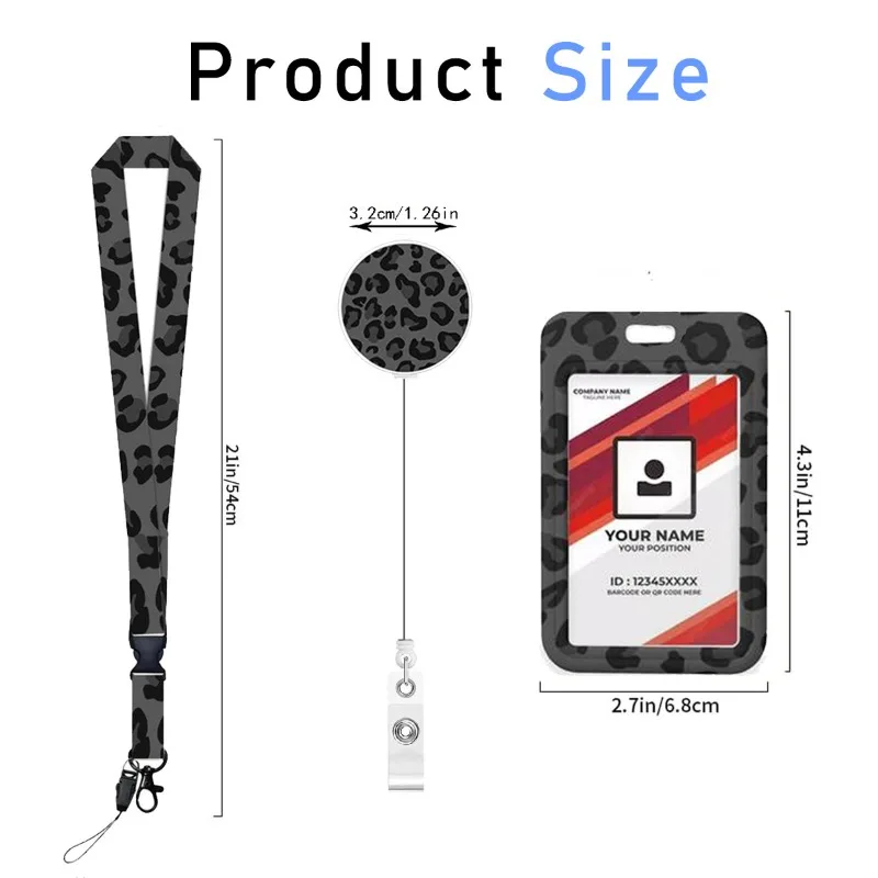 Cordón de estudiante de teléfono de leopardo, tarjetero de identificación, carrete de insignia, correa para el cuello para llaves, llavero, llavero de tarjeta de crédito - imagen 4