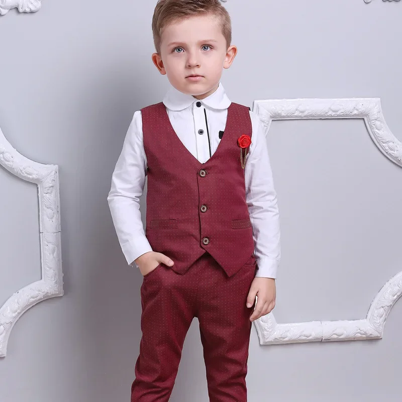 Traje de caballero coreano para niño, camisa, chaleco, pantalones, traje de tres piezas, camisa para niño, pantalones, traje de 100-140cm, ropa para niño - imagen 3