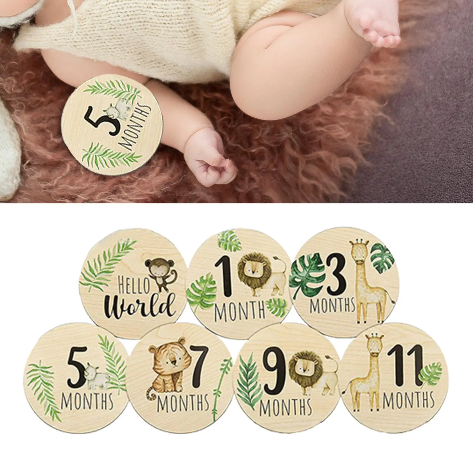 7Pcs Baby Milestone Cards Round Baby Announcement Cards for Boys and Girls - imagen 5