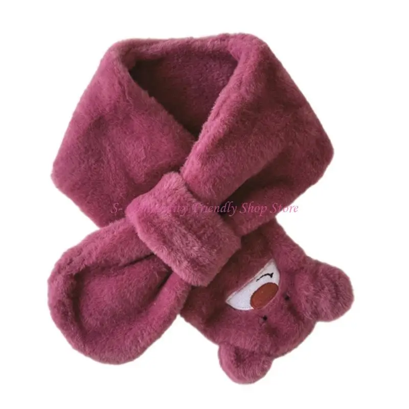 Guantes felpa dibujos animados 85AE/bufanda para cuello para niños 4 a 8T, manoplas cálidas invierno, calentador