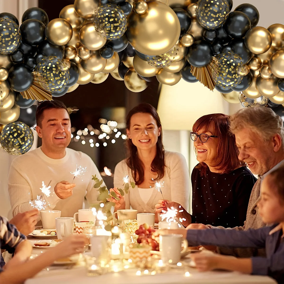 Arco de Globos dorados metálicos, Kit de guirnaldas de Globos dorados y negros, decoración para boda, graduación, Baby Shower, decoración para fiesta de cumpleaños, Globos - imagen 4