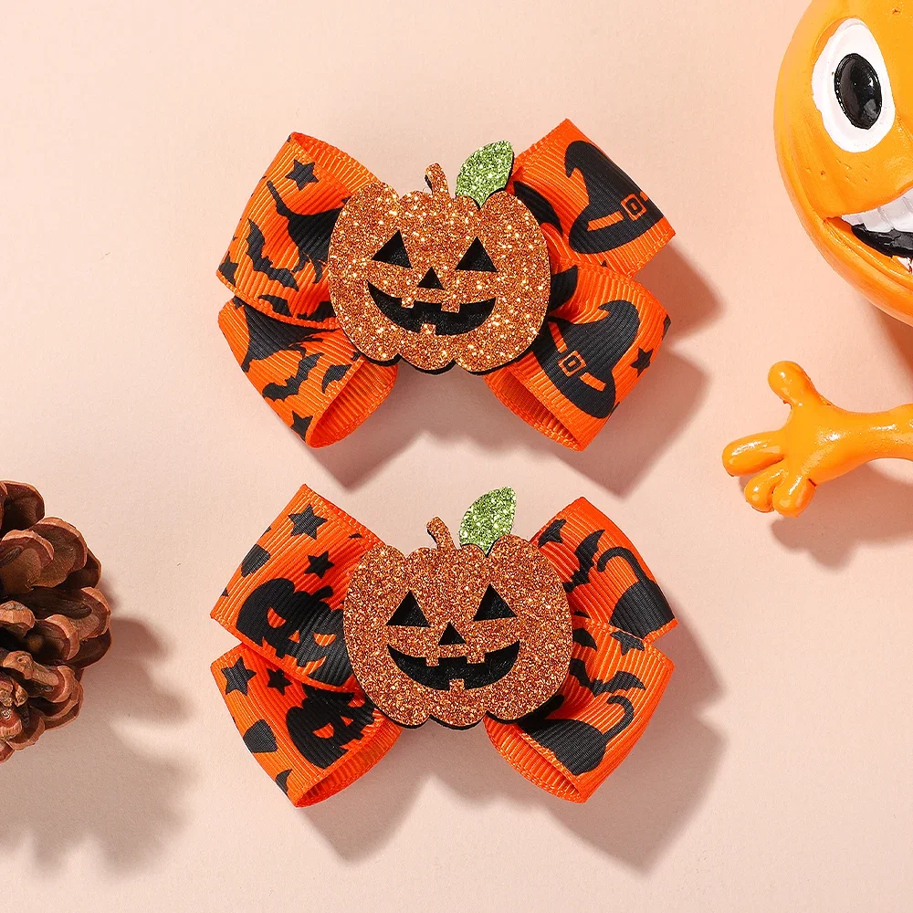 Horquillas Halloween para niños – Lazo araña calabaza hecho a mano