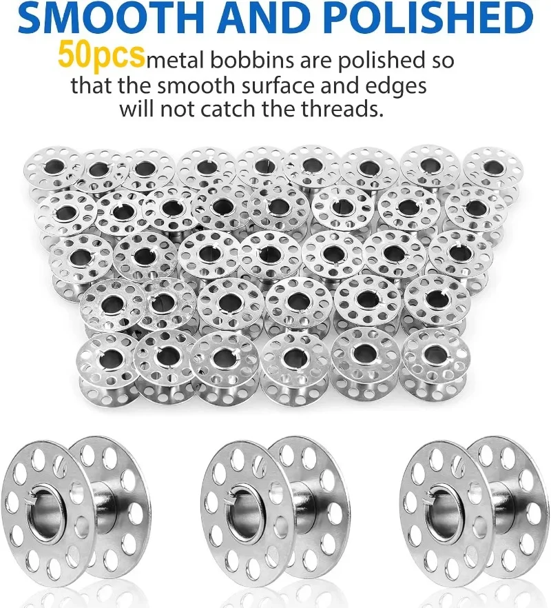 Carrete vacío de acero inoxidable para bobinado de hilo de seda, piezas de sastrería Brother, máquina de coser doméstica, rodillo de bobina, bobinas de Metal - imagen 4