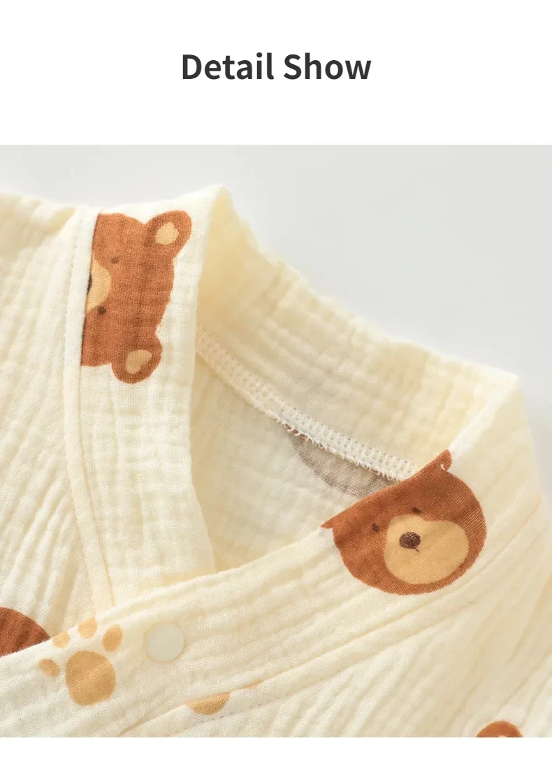 Mono de manga corta para niñas y bebés, Pelele de algodón con estampado de gasa completo, pijamas para recién nacidos de 0 a 18 meses - imagen 4