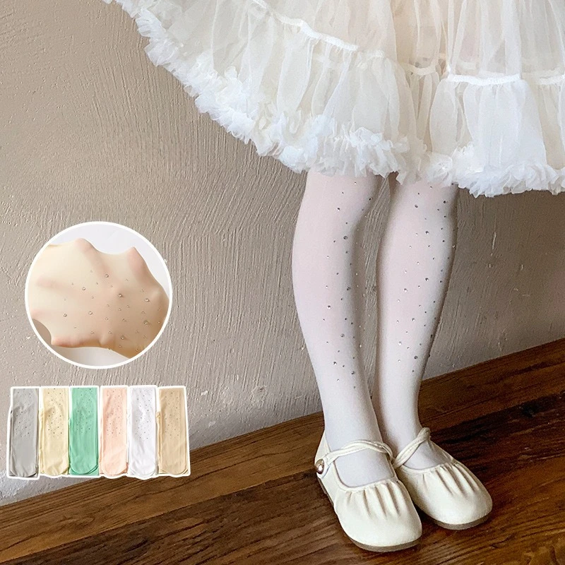 Medias de baile para niños, pantimedias transparentes para niñas, medias de práctica de Ballet, calcetines de baile finos suaves para primavera y otoño, medias de Ballet blancas - imagen 2