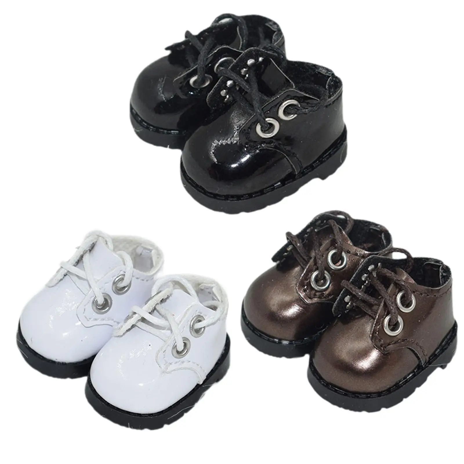 1 Pair Doll Accessory Shoes for 15cm Doll Stylish Party Toys Doll Square Toe Shoes Fashion Doll Lace up Shoes Scene Photo Prop