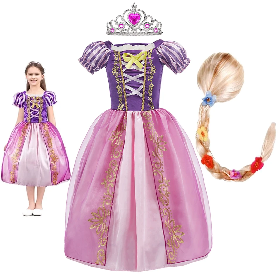 Disfraz de Rapunzel para niña con peluca y vestido de princesa - imagen 2