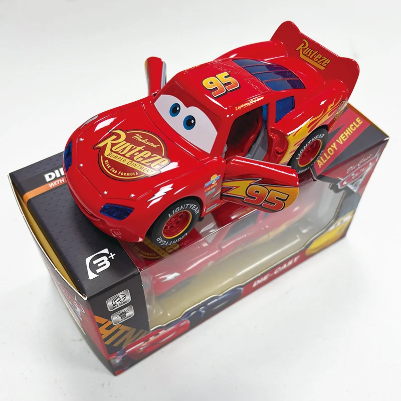 1:32 Lightning McQueen Disney Pixar Cars coche fundido a presión de aleación con luz y sonido rueda trasera juguete de fuerza de retorno regalos de navidad para niños - imagen 2