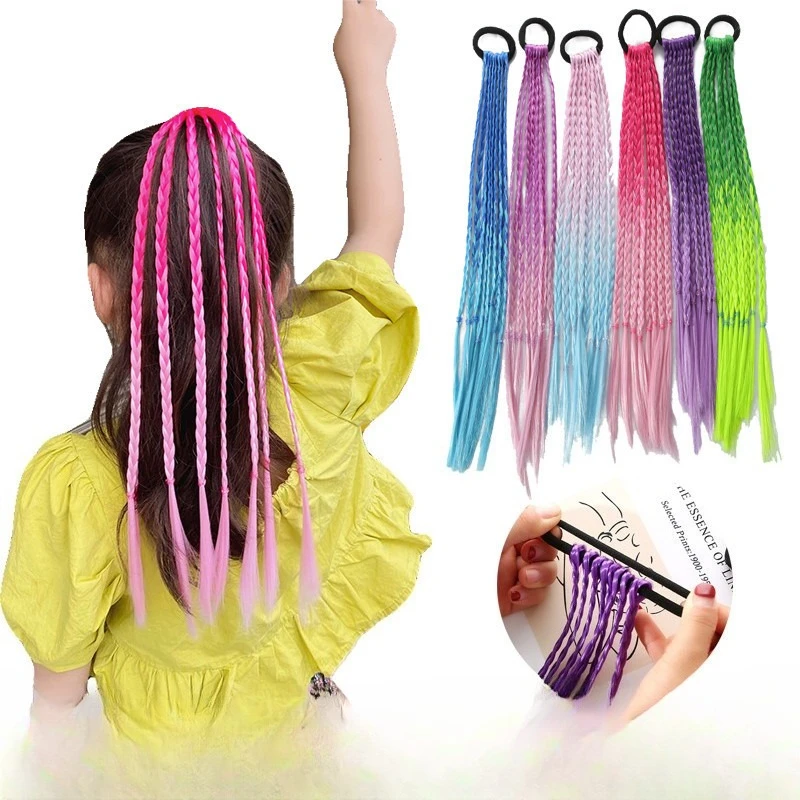 Moda coreana para niños, peluca colorida, trenzas para niñas, cuerda para el cabello trenzada sucia, pasadores degradados, accesorios para el cabello para niños - imagen 2