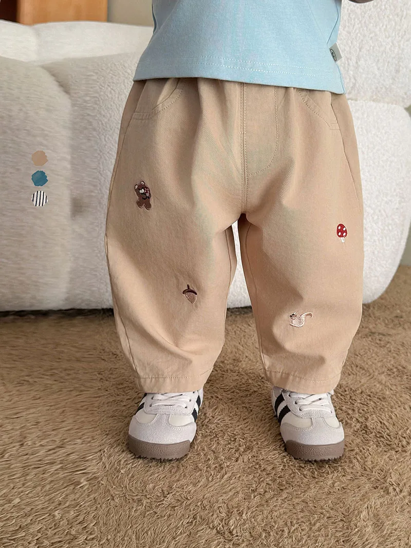 MILANCEL, nuevos pantalones informales de otoño para niñas, 9M-5T, bonitos pantalones vaqueros bordados para niños, pantalones holgados de versión coreana, pantalones de moda para niños
