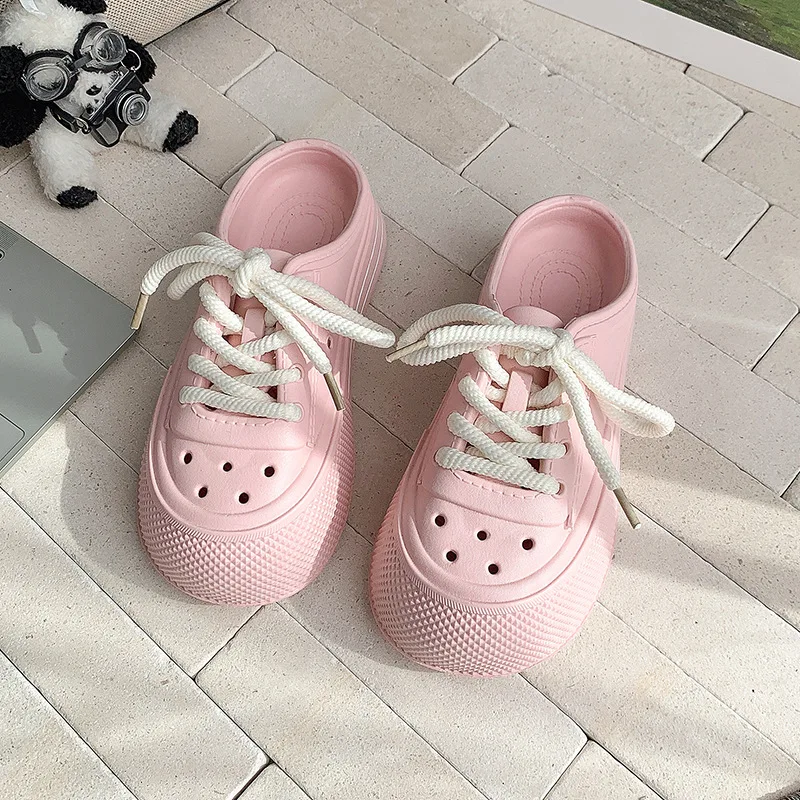 Zuecos de moda para mujer, zapatillas de plataforma con cordones, zapatos de verano, sandalias de suela gruesa antideslizantes de EVA suave para playa y calle - imagen 5