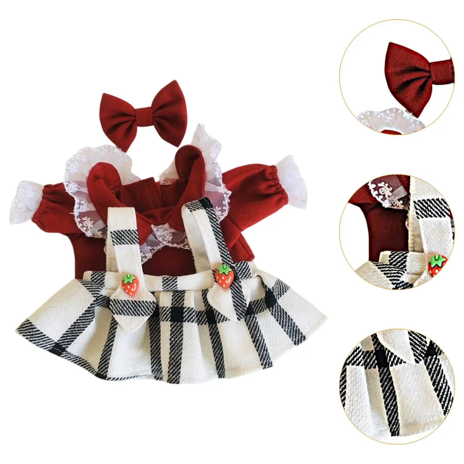3x Dolls T Shirt and Skirt Bow Accs Costume for 38cm Dolls Birthday Gifts New Year Gifts Halloween Gifts Children's Gifts
