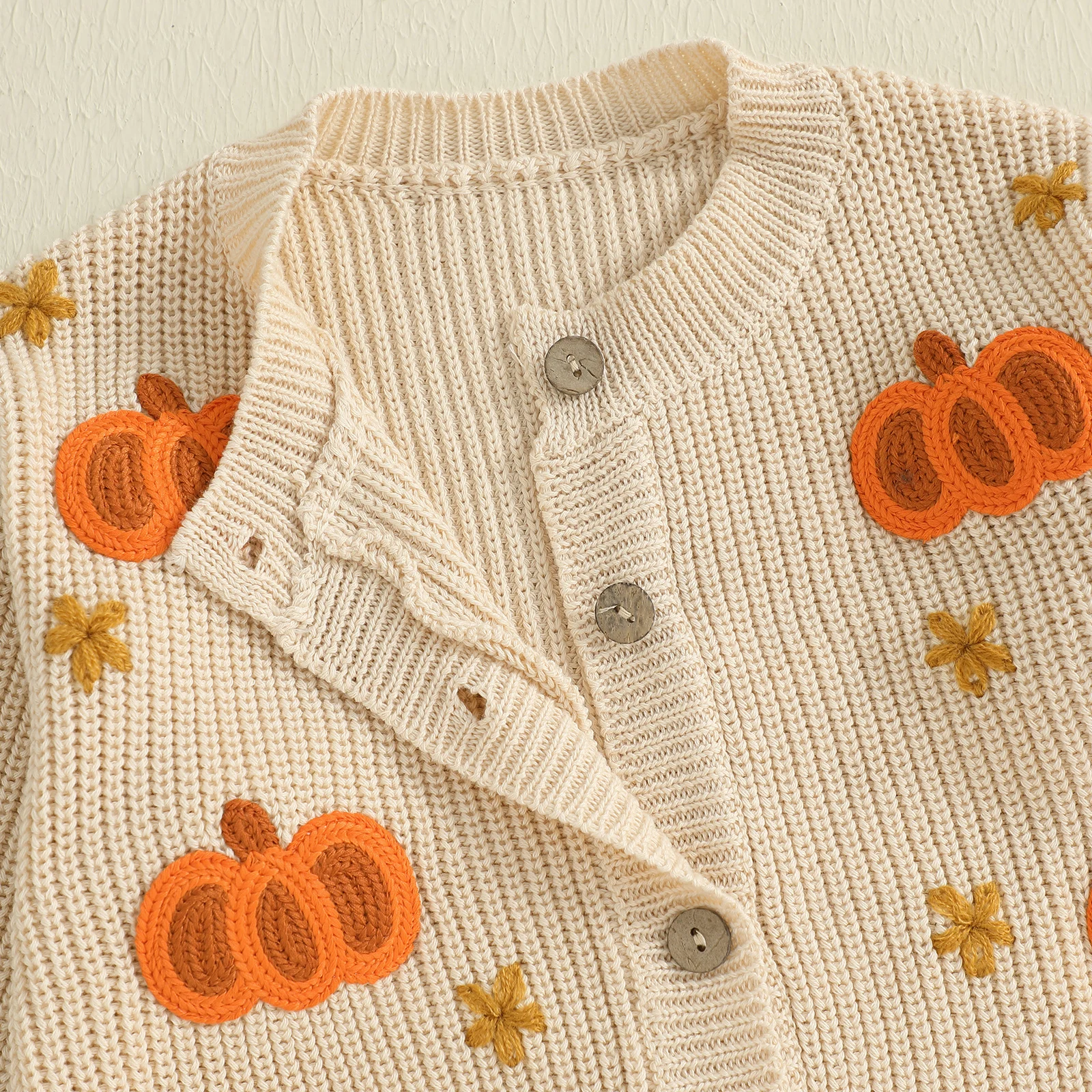 VISgogo-suéter de Halloween para niñas de 0 a 4 años, cárdigan con botones y patrón de calabaza, prendas de punto para niños pequeños, ropa cálida de otoño - imagen 4