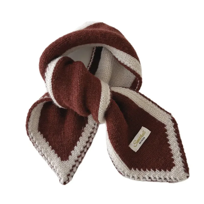 Bufanda para niños estilo Ins de moda de otoño/invierno: calentador de cuello cálido de punto a rayas, bufanda de moda para niños al por mayor para niños. - imagen 4