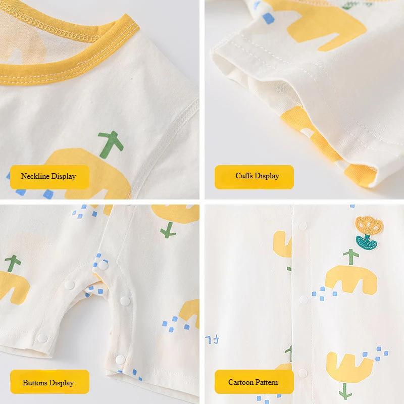 Mono de verano para recién nacido, ropa fina de algodón para niñas, mono de manga corta con bordado de tulipán, pelele para niños de 1-3-6-9-12M - imagen 3