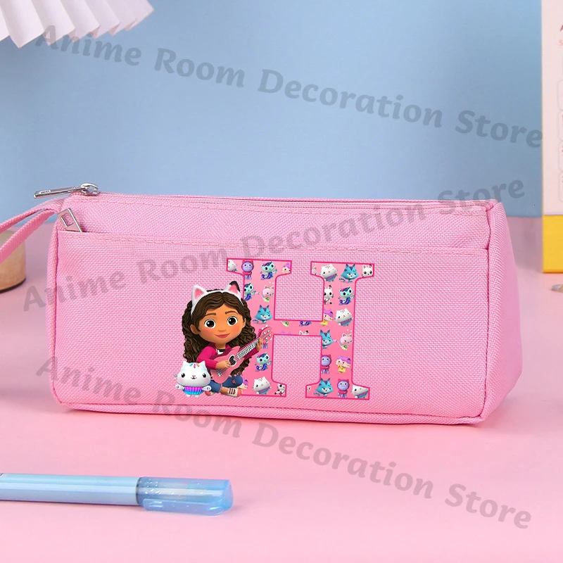 Estuche de lápices de lona para casa de muñecas de Gabby para estudiantes, estuche de bolígrafo con estampado de letras de dibujos animados, almacenamiento de papelería para niños y niñas, bolsa de moda - imagen 5