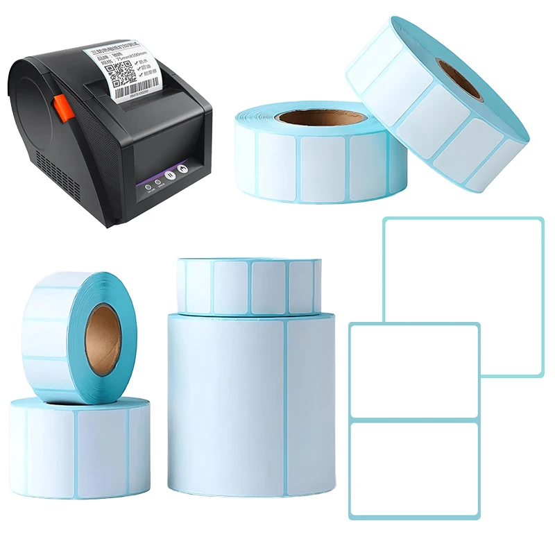 Rollo de etiquetas térmicas impermeables, autoadhesivo empaquetado, etiqueta de impresión blanca en blanco, etiquetas de precios de supermercado, suministros de impresión ZYF
