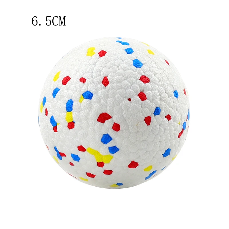 Divertidos juguetes interactivos coloridos Pet Doy elasticidad bola para masticar Color arcoíris campana de goma bola de sonido bola de forma redonda con campana - imagen 3