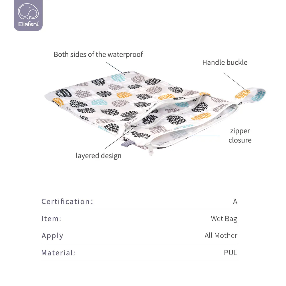 Elinfant, 1 unidad, bolsa seca y húmeda ligera, bolsa de almacenamiento impermeable, bolsas de pañales multifuncionales portátiles - imagen 3