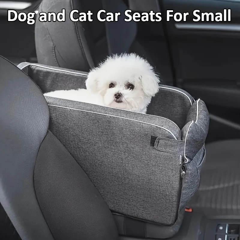 Asiento elevador de coche para mascotas, con accesorio seguro para reposabrazos, asiento de seguridad de viaje de algodón acogedor, bolsa portátil para perros y gatos pequeños, 1 ud.