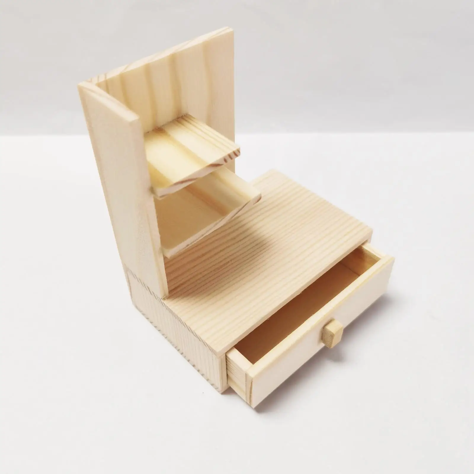 Dolls House Furniture Simulation Cabinet Shelf Toy Decoration Wood 1:12 Scale Dollhouse Cabinet with Drawer Dollhouse Bookshelf