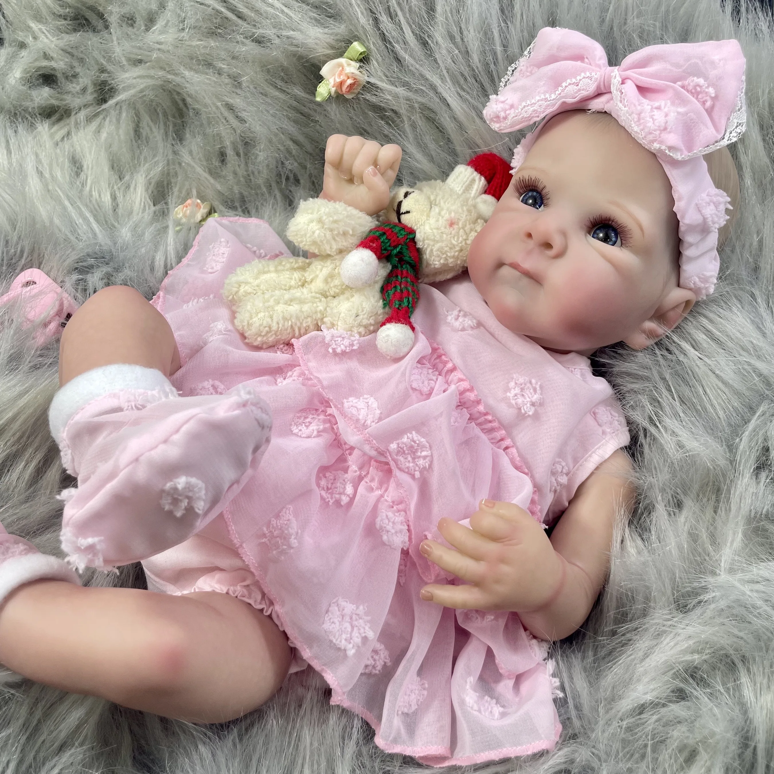 Dos opciones 18-19 pulgadas Reborn Baby Doll Girl Bettie Face recién nacido vinilo o tela piel 3D venas visibles hecho a mano regalo de Navidad - imagen 5