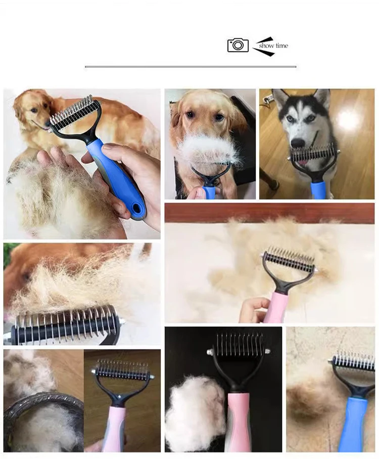 Alisador de pelo para mascotas, herramienta de depilación flotante anudada para gatos y perros, peine para mascotas - imagen 3