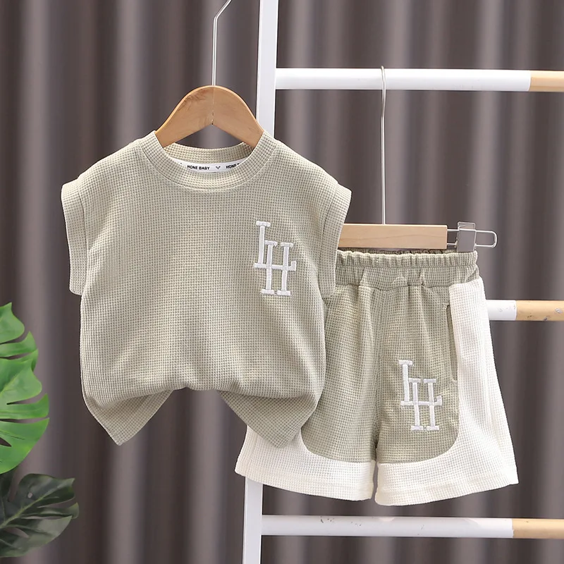 Conjunto de ropa de verano para bebé, chaleco sin mangas, pantalones cortos, chándal informal para niño, 2 uds./Set - imagen 3