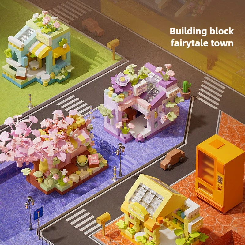 Bloques educativos mini ciudad con tienda de flores - imagen 5
