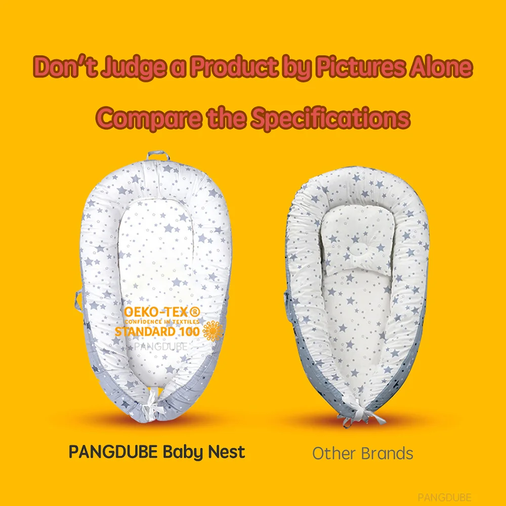 PANGDUBE-nido de bebé portátil, cuna para cama de bebé con bolsa de almacenamiento, capullo de algodón 100% para recién nacidos, nido para dormir, 80x50cm - imagen 2