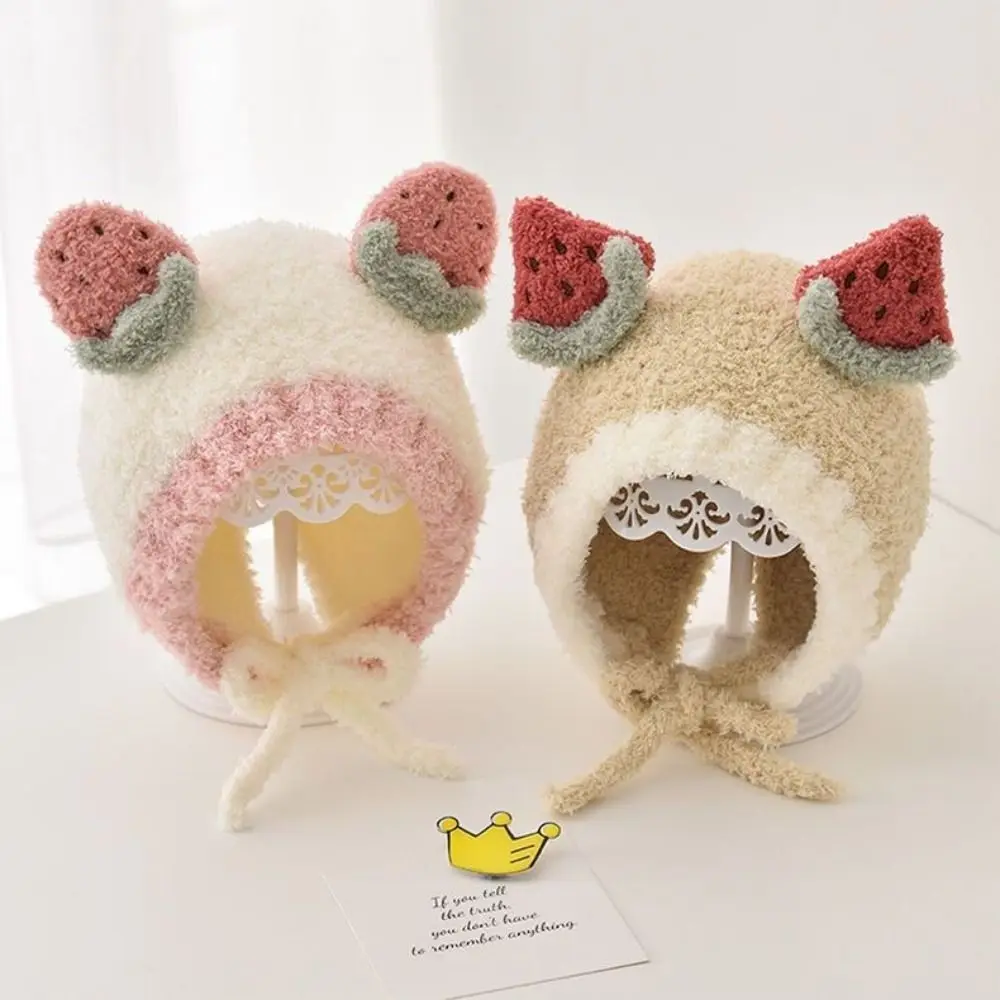 Gorros de Otoño Invierno a prueba de frío de dibujos animados, bonito calentador de frutas grueso, gorro cálido, jersey para niños pequeños, gorro para recién nacidos - imagen 4