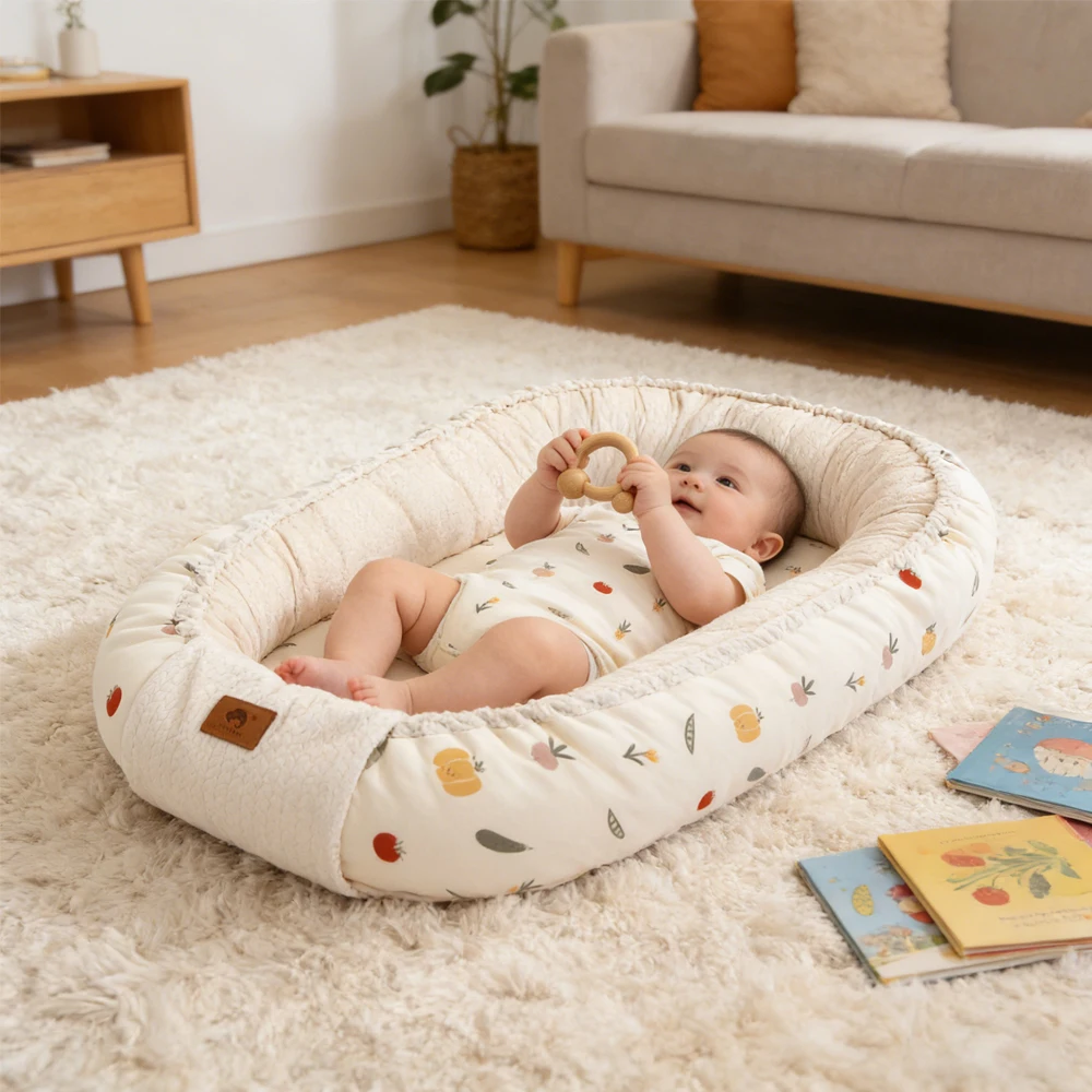 Cuna portátil para bebé colecho cálida beige de invierno - imagen 5