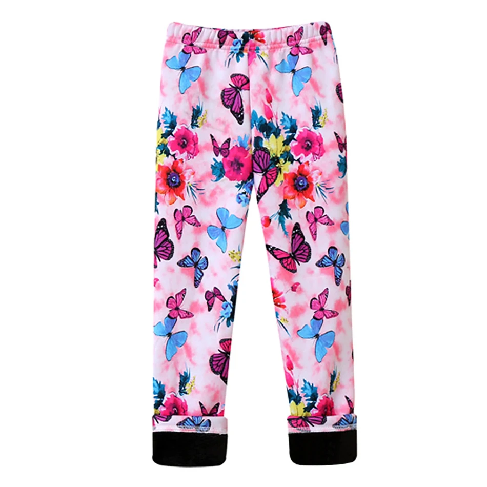 Pantalones cálidos con forro polar para niñas, mallas suaves de invierno con estampado Floral a rayas para otoño y primavera, armario para todas las niñas pequeñas - imagen 5