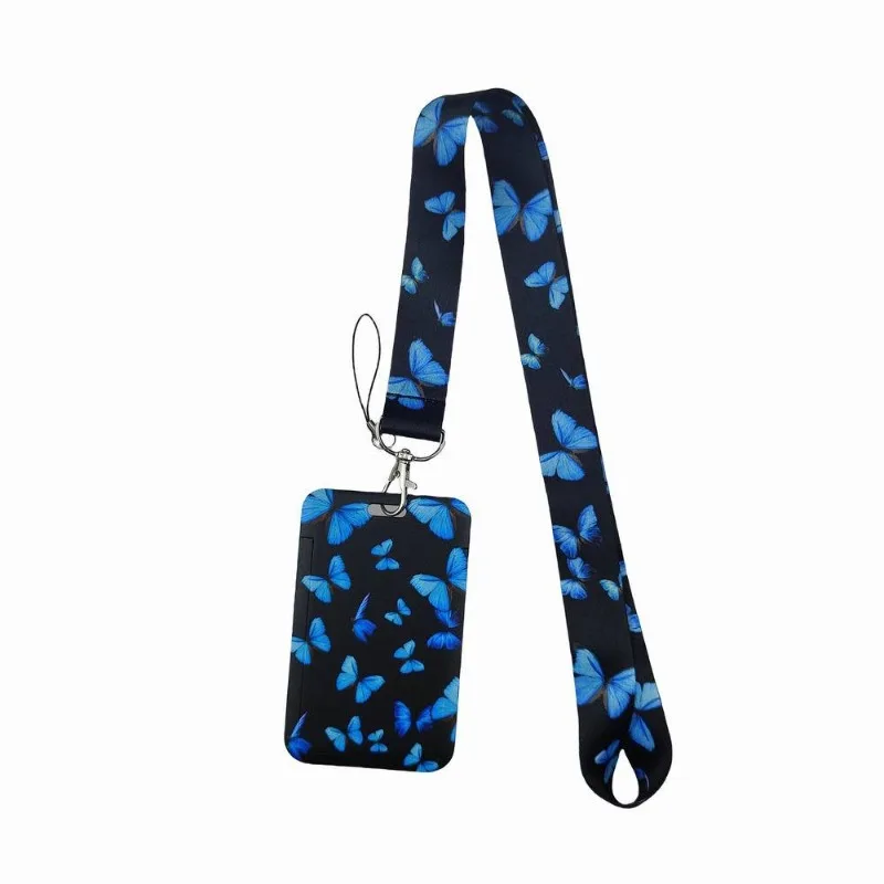 Portatarjetas de identificación de mariposa, cordones, estuche para tarjetas de puerta para niñas, cuerda colgante, soporte para insignia para mujeres, correa para el cuello, regalo para tarjetas de visita - imagen 2