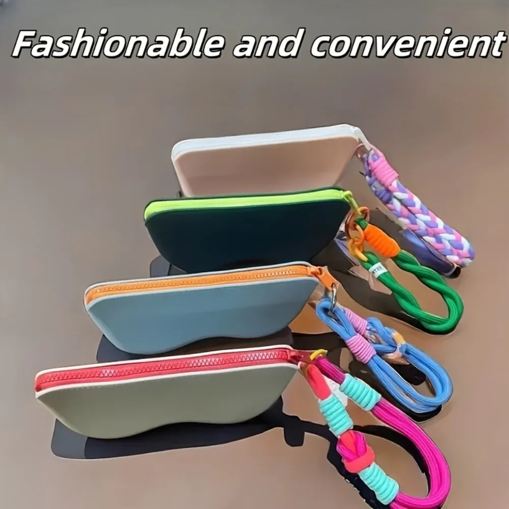 Estuche impermeable para gafas de silicona con cremallera y cordón trenzado, bolsa de almacenamiento portátil para gafas de moda, opciones multicolores, 1 ud.